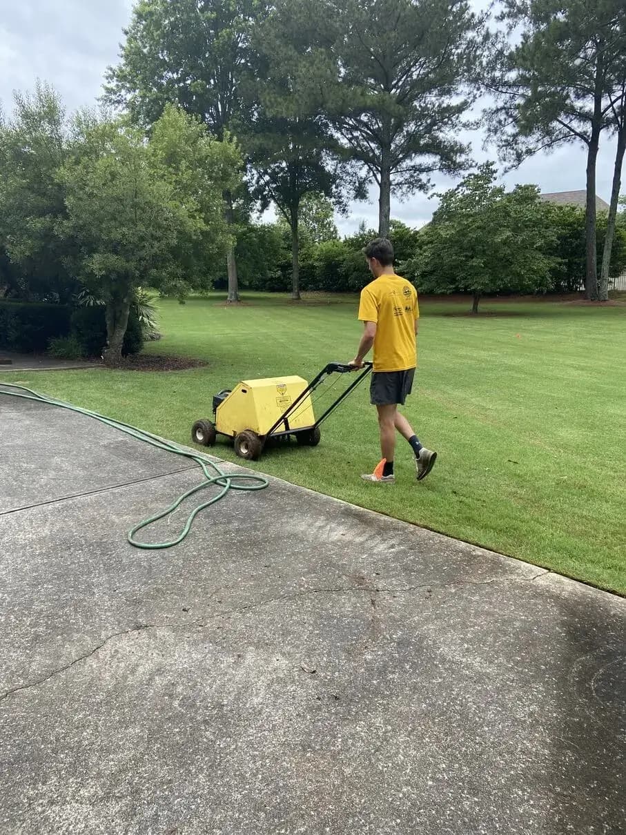Aeration on a Northwest Georgia lawn